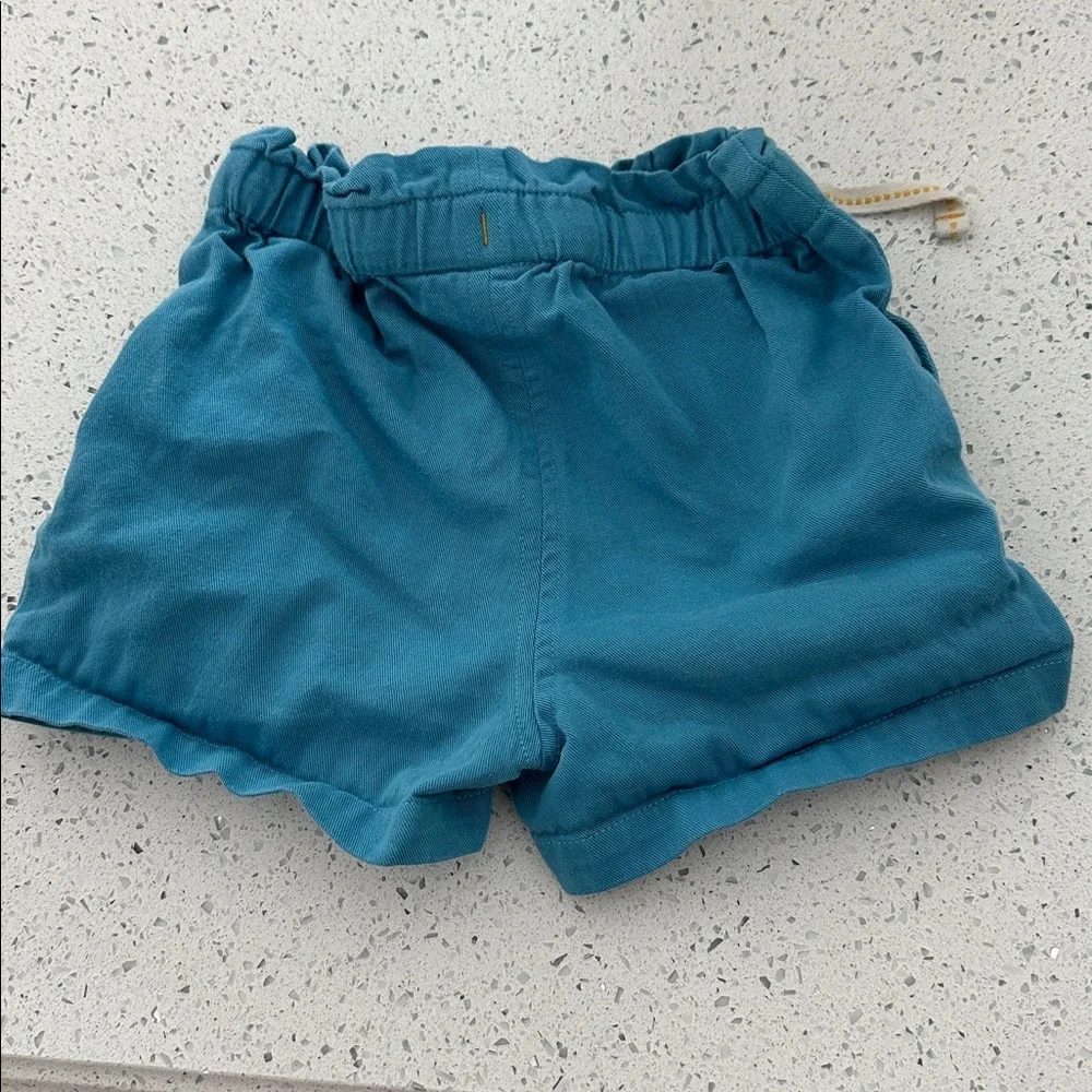 Little Green Radicals Teal Kids Shorts with Cream Drawstring - Picture 3 of 3
